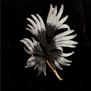 Black and Silver Floral Costume Brooch